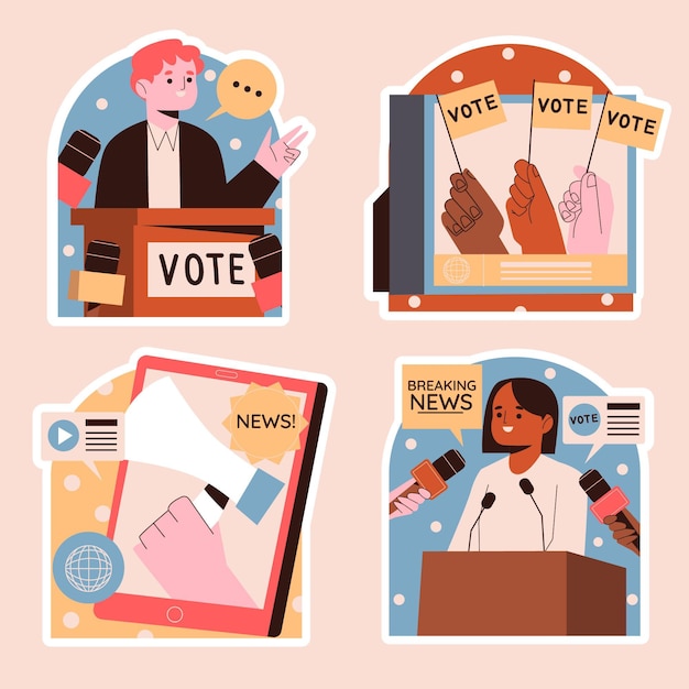 Free vector naive news and politics stickers