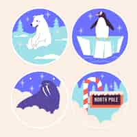 Free vector naive north pole stickers collection