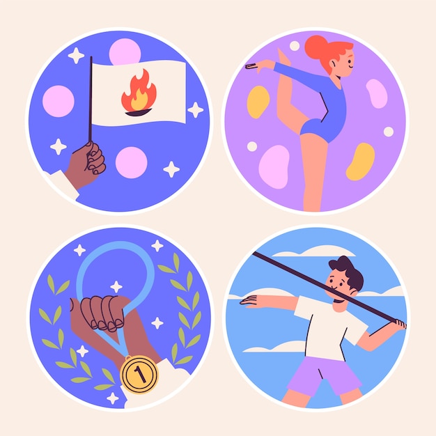 Free vector naive olympics stickers collection