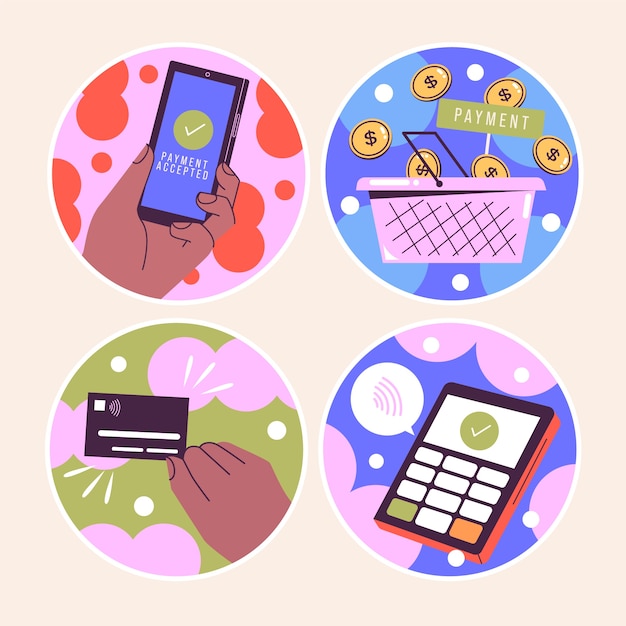 Free vector naive payment stickers collection