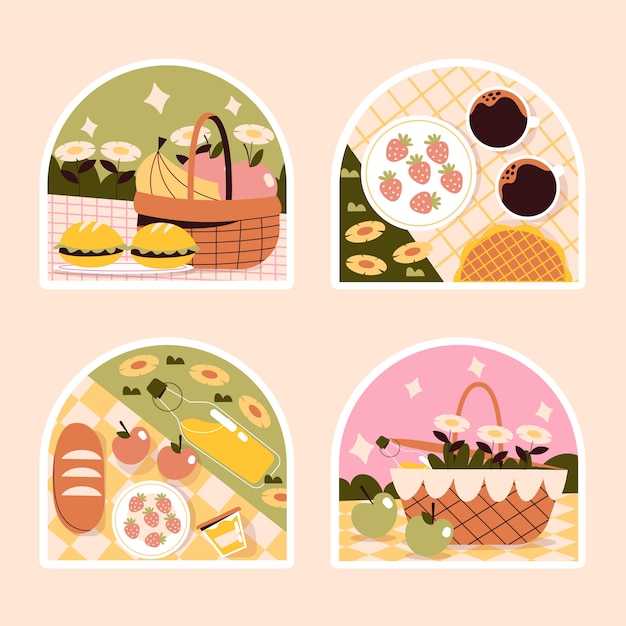 Naive picnic stickers collection