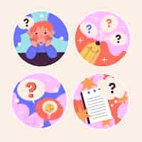 Free vector naive questions stickers collection