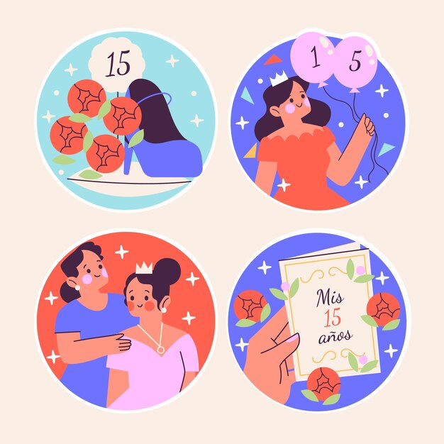 naive quinceanera stickers collection