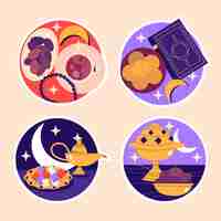 Free vector naive ramadan stickers collection