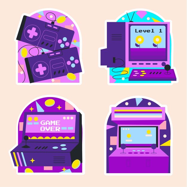 Naive retro videogames stickers