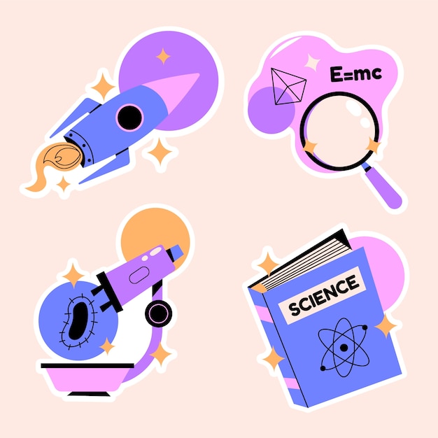 Free vector naive science sticker set