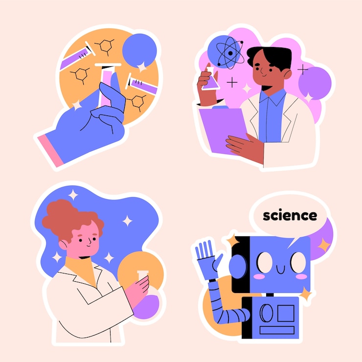 Free Vector naive science sticker set