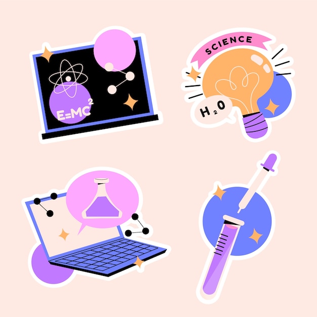 Free vector naive science sticker set