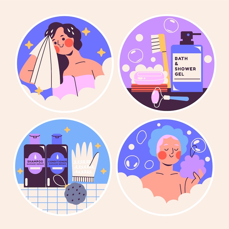 Free Vector naive shower stickers collection