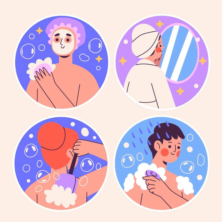 무료 Vector 순진한 샤워 스티커 컬렉션