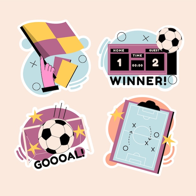 Free vector naive soccer stickers collection