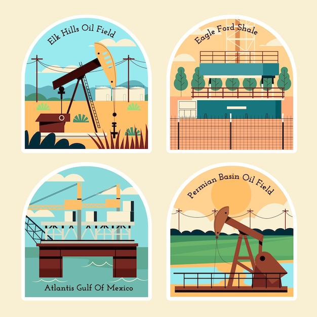 Naive style oilfield stickers set