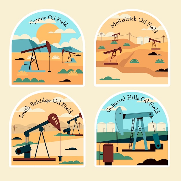 Naive style oilfield stickers set