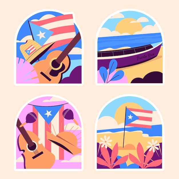 Free vector naive style puerto rico stickers