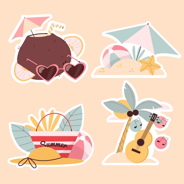 Naive summer stickers collection