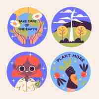 Free vector naive sustainability stickers collection