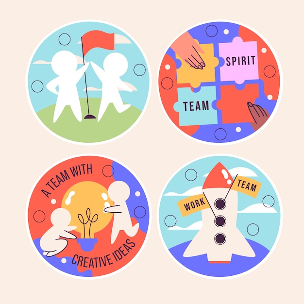Free Vector naive team spirit stickers collection