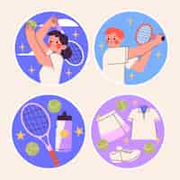 Free vector naive tennis stickers collection