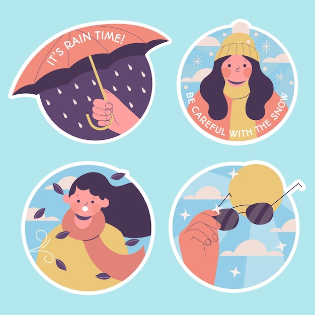 Free vector naive weather sticker collection