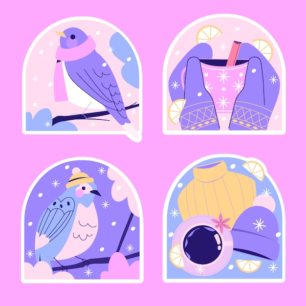 Naive winter stickers collection