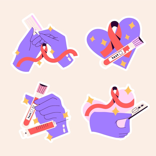 Free vector naive world aids day stickers