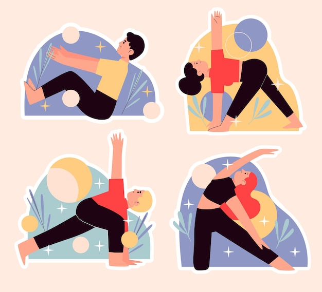 Free vector naive yoga sticker pack