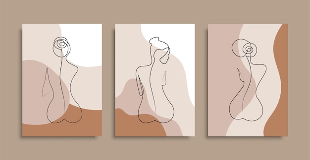 Naked woman sitting back one line.   poster covers. minimal woman body. one line drawing . stock . 
