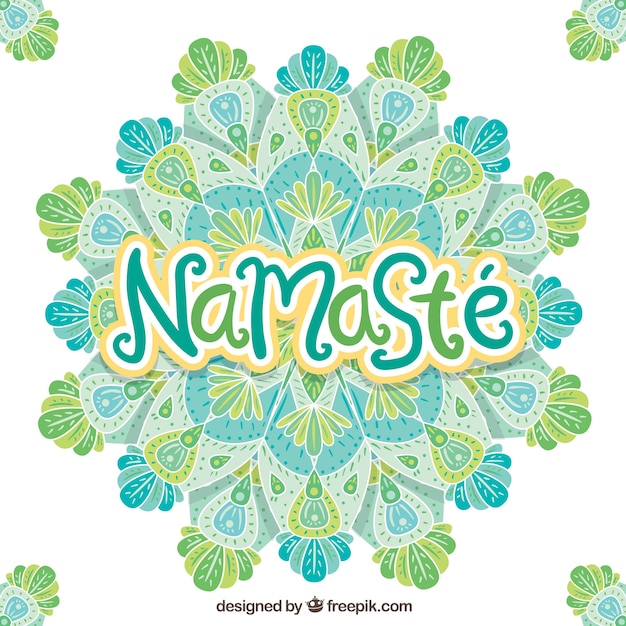 Namaste background with hand drawn mandala