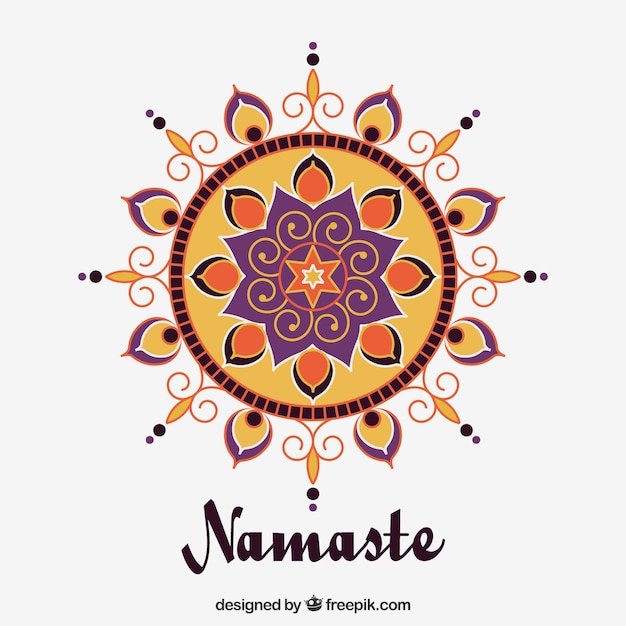 Namaste background with mandala in flat design