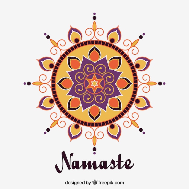 Vettore gratuito sfondo namaste con mandala in design piatto