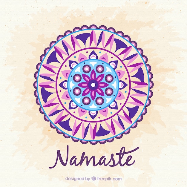 Namaste background with mandala in flat design