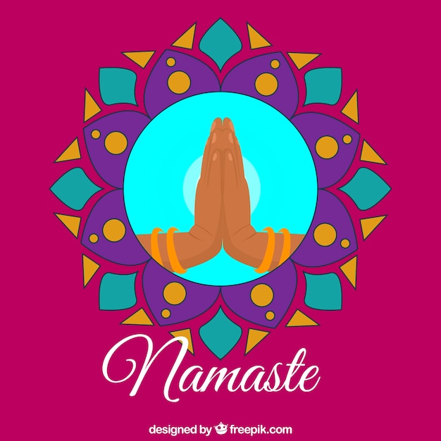 Vettore gratuito namaste sfondo di saluto con mandala