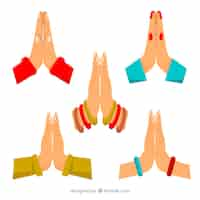 Free vector namaste greeting set