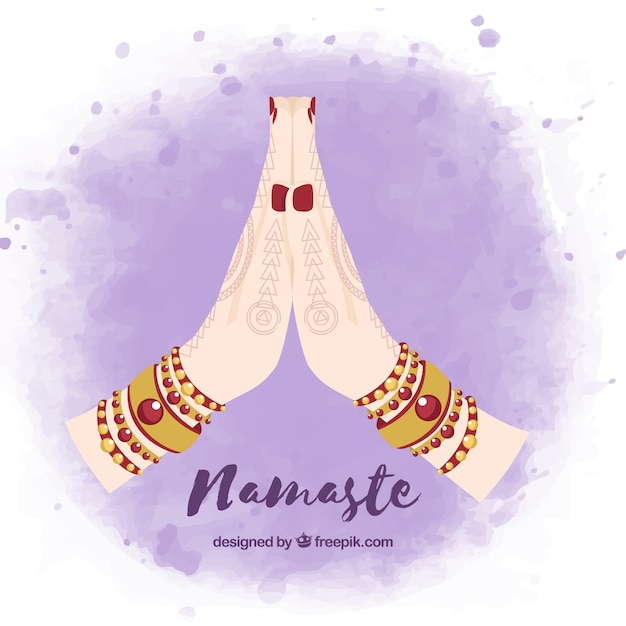 Namaste greeting watercolor background