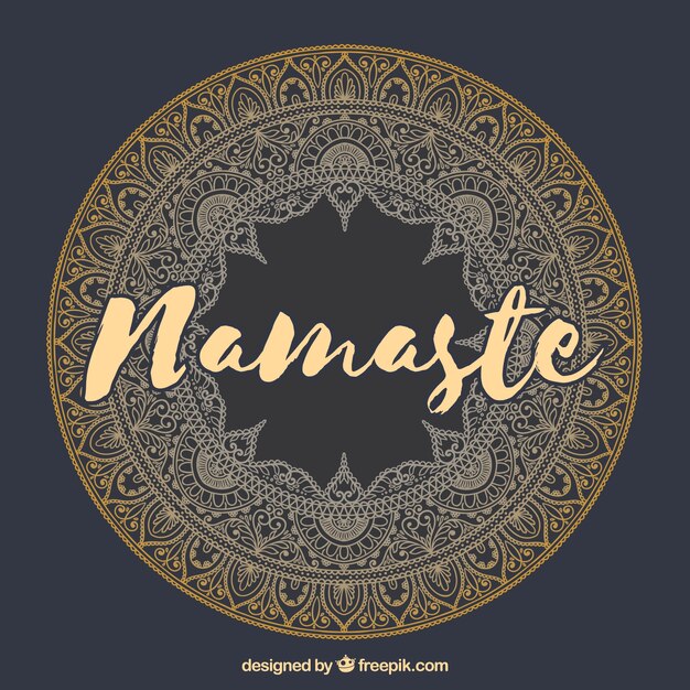 Namaste lettering with mandala