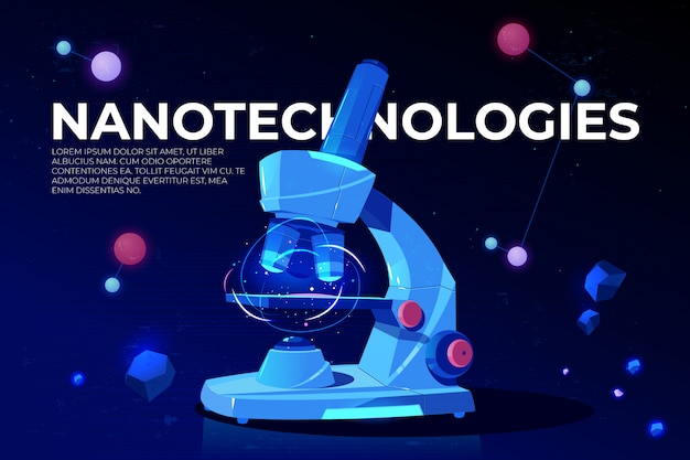 Free vector nanotechnologies research cartoon banner