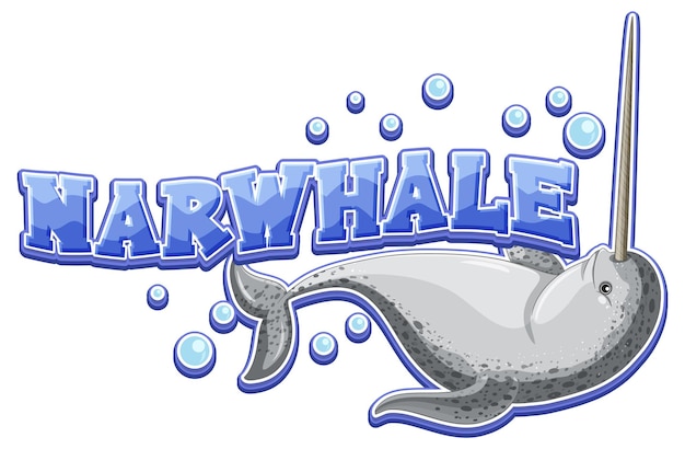 Logo narwhal con carattere di cartone