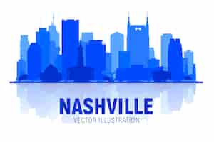 Free vector nashville tennessee city silhouette at white background vector illustration business travel and tourism concept with modern buildings image for banner or website