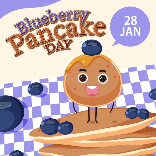 Free vector national blueberry pancake day banner day