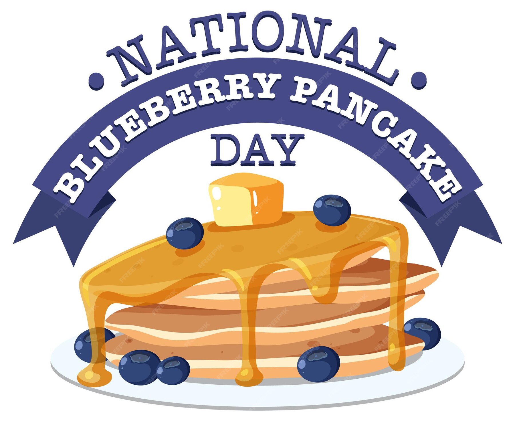 Free Vector National blueberry pancake day design