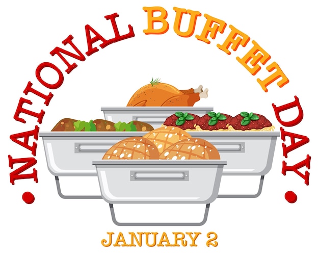 National buffet day text banner design