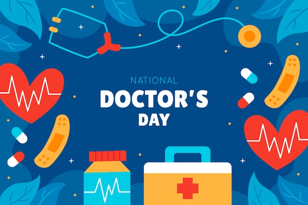 Национальный день врача рисованной плоский фон