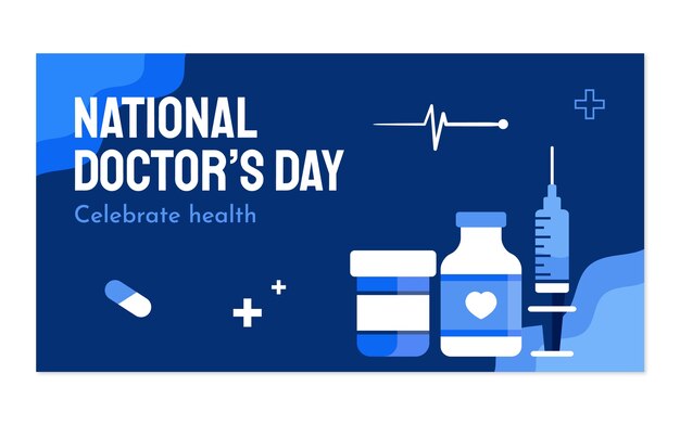 Бесплатное векторное изображение Национальный день врачей нарисованный вручную пост в фейсбуке