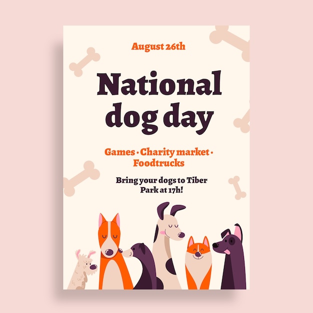 Free vector national dog day poster template