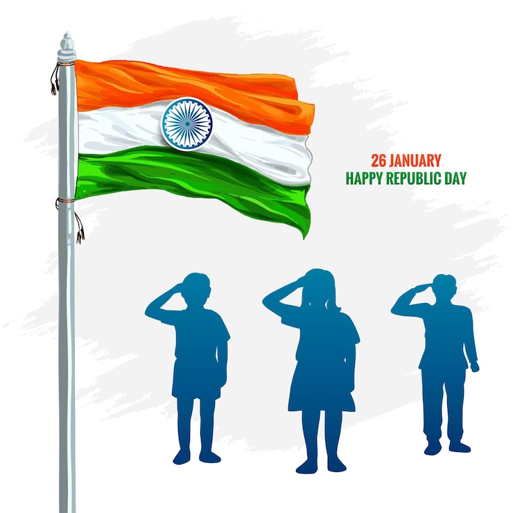मुफ़्त वेक्टर national flag salute for 26 january indian republic day card design