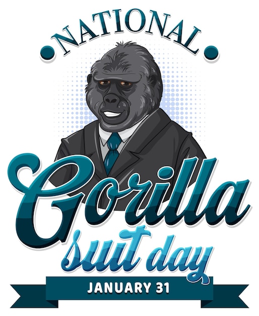 Free vector national gorilla suit day banner