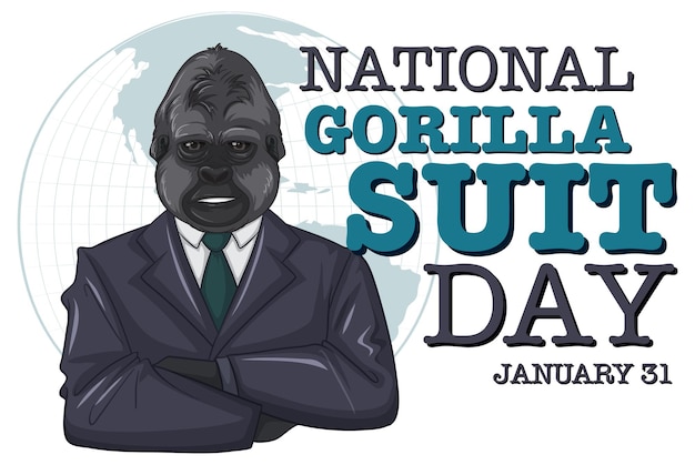 Free vector national gorilla suit day banner