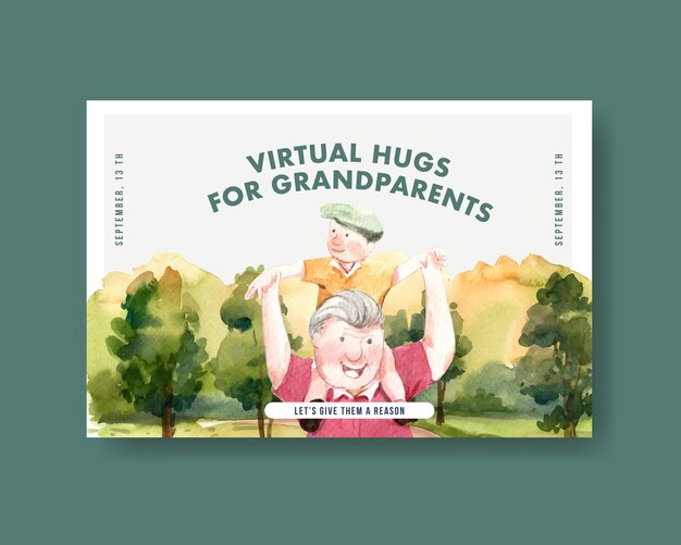 Free vector national grandparents day concept design for social media and online marketing watercolor vector.