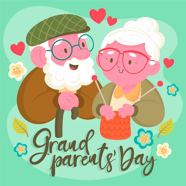 National grandparents' day in flat design