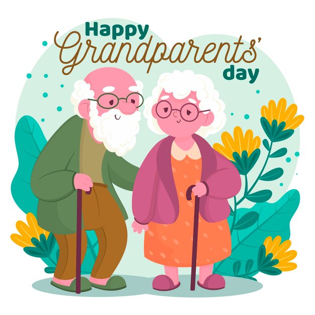National grandparents' day in flat design